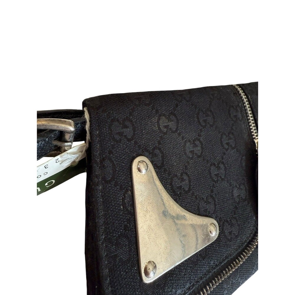 Vintage Gucci Clutch Bag Wristlet Purse Canvas Black Original Tag Attached - Picture 5 of 9